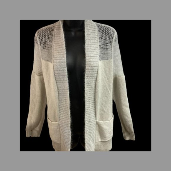 ALL SAINTS All Saints Cardigan Cotton/Mohair Sweater Light Gray/Cream XS Small - Picture 1 of 10